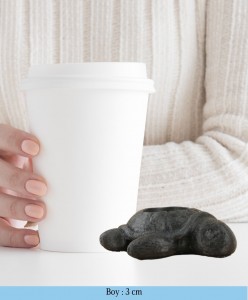 Siyah Mumluk Şamdan 3 Adet Tealight ve İnce Mum Uyumlu Kaplumbağa Model